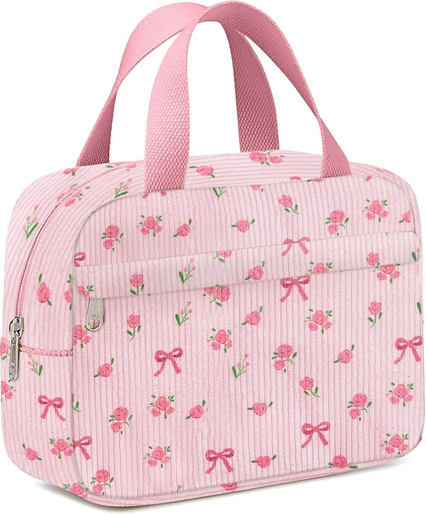 Small Makeup Bag for Purse Cute Corduroy Cosmetic Pouch with Zipper Travel Toiletry Bag for Women... | Amazon (US)