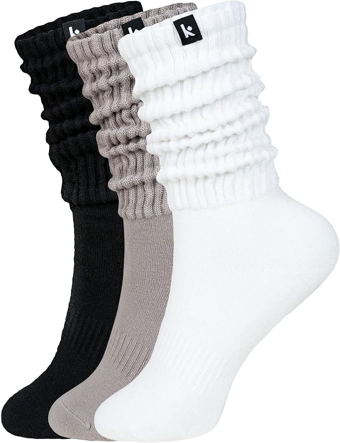 Kamo Fitness Cozy 3-Pair Pack - Scrunch Long Crew Socks for Women, Soft & Breathable Boot and Slo... | Amazon (US)