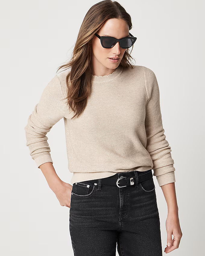 Scalloped crewneck sweater | J.Crew Factory