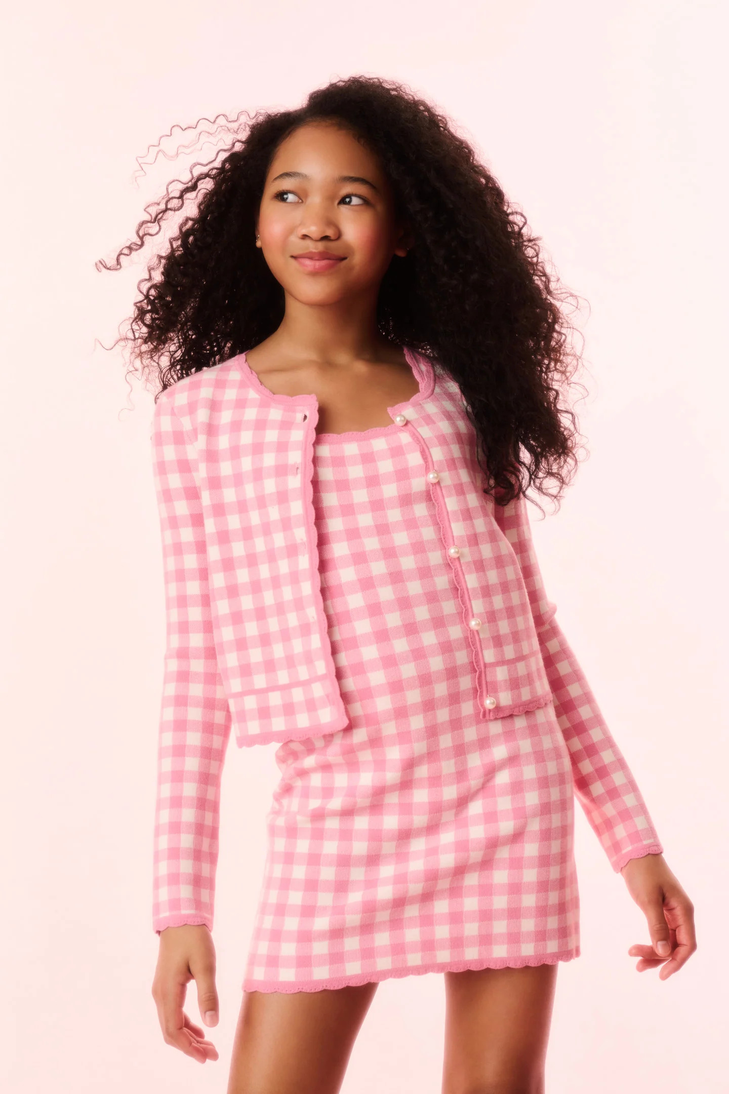 Girls Alhambra Checkered Knit Jacket | LoveShackFancy