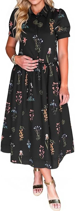 Tankaneo Womens Floral 2 Piece Skirt Set Summer Puff Sleeve Crop Blouse and Maxi Dress Outfits Ma... | Amazon (US)