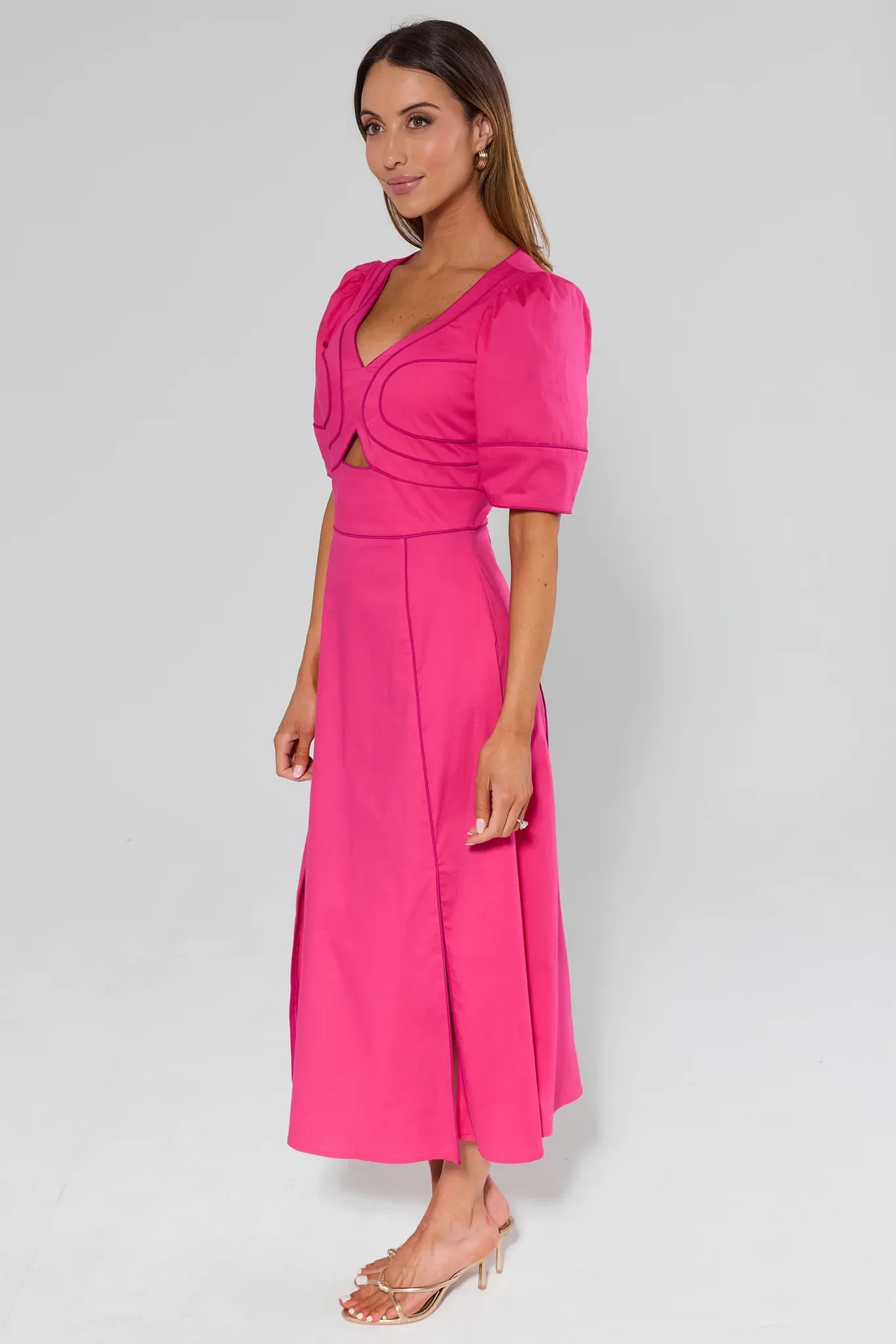 Andrea Pink Midi Dress | Avara