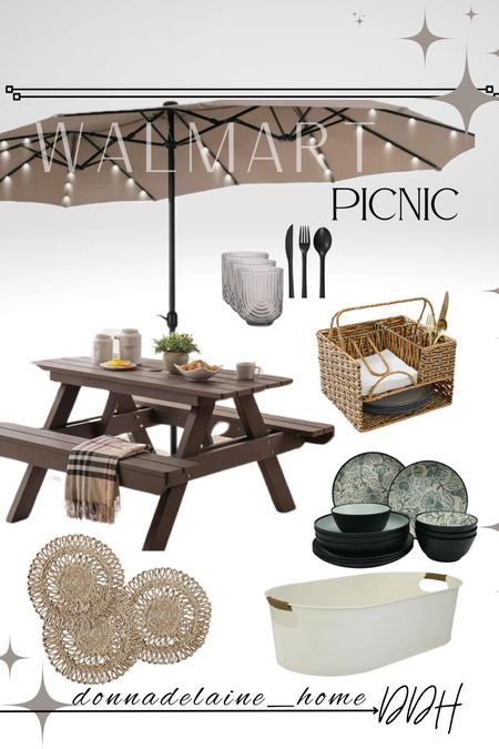 Outdoor dining: cute and affordable essentials at Walmart! 
Melamine dinnerware, acrylic glassware..no worries about breakage. Love the woven caddy, so perfect to keep ready for some outdoor dining. 
Walmart Summer, picnic ready 

#LTKHome #LTKSeasonal #LTKFindsUnder50