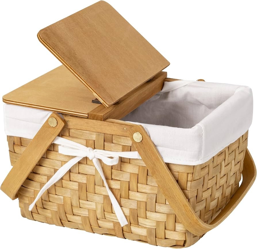 GRANNY SAYS Small Picnic Basket for Children, Small Basket with Folding Handle & Dual-flid Lid, N... | Amazon (US)