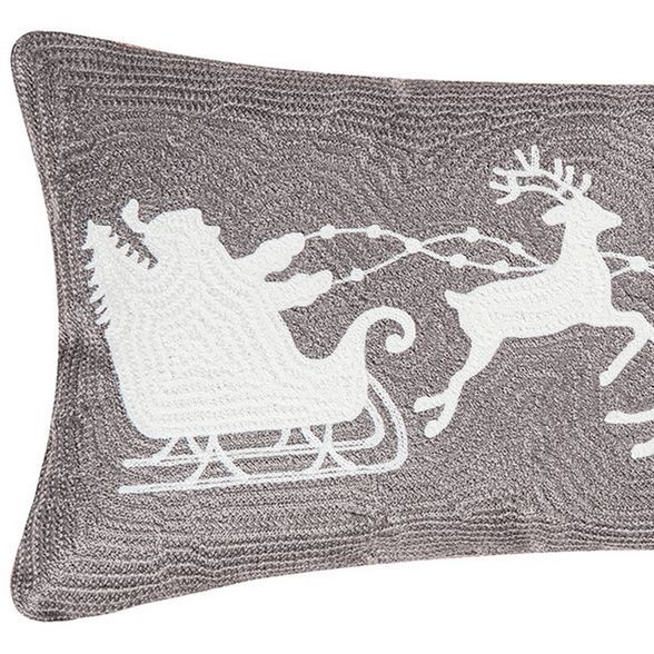 C&F Home 12" x 24" Gray Flying Sleigh Rice Stitch Christmas Holiday Throw Pillow | Target