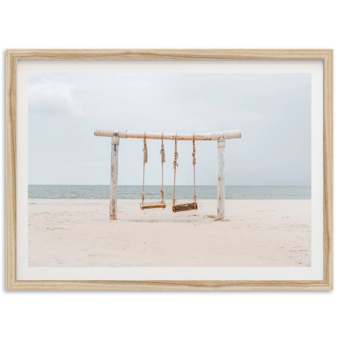 Fine Art Travel Photography Framed Print Coastal Ocean Boho Beach Swing Home Wall Decor - Etsy | Etsy (US)