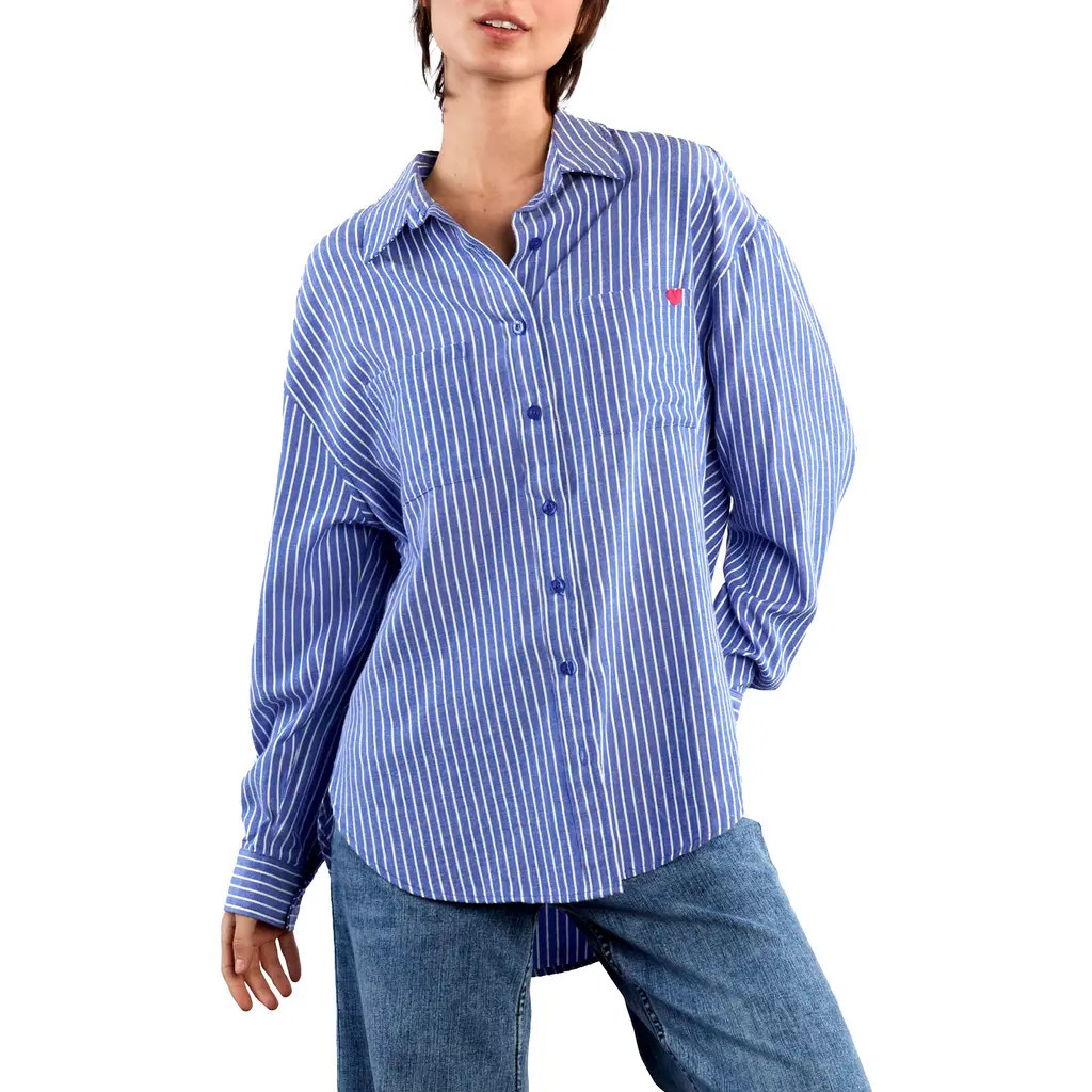 Billy T Maybe Tomorrow Stripe Shirt in Nice Blue Stripe at Nordstrom, Size X-Large | Nordstrom
