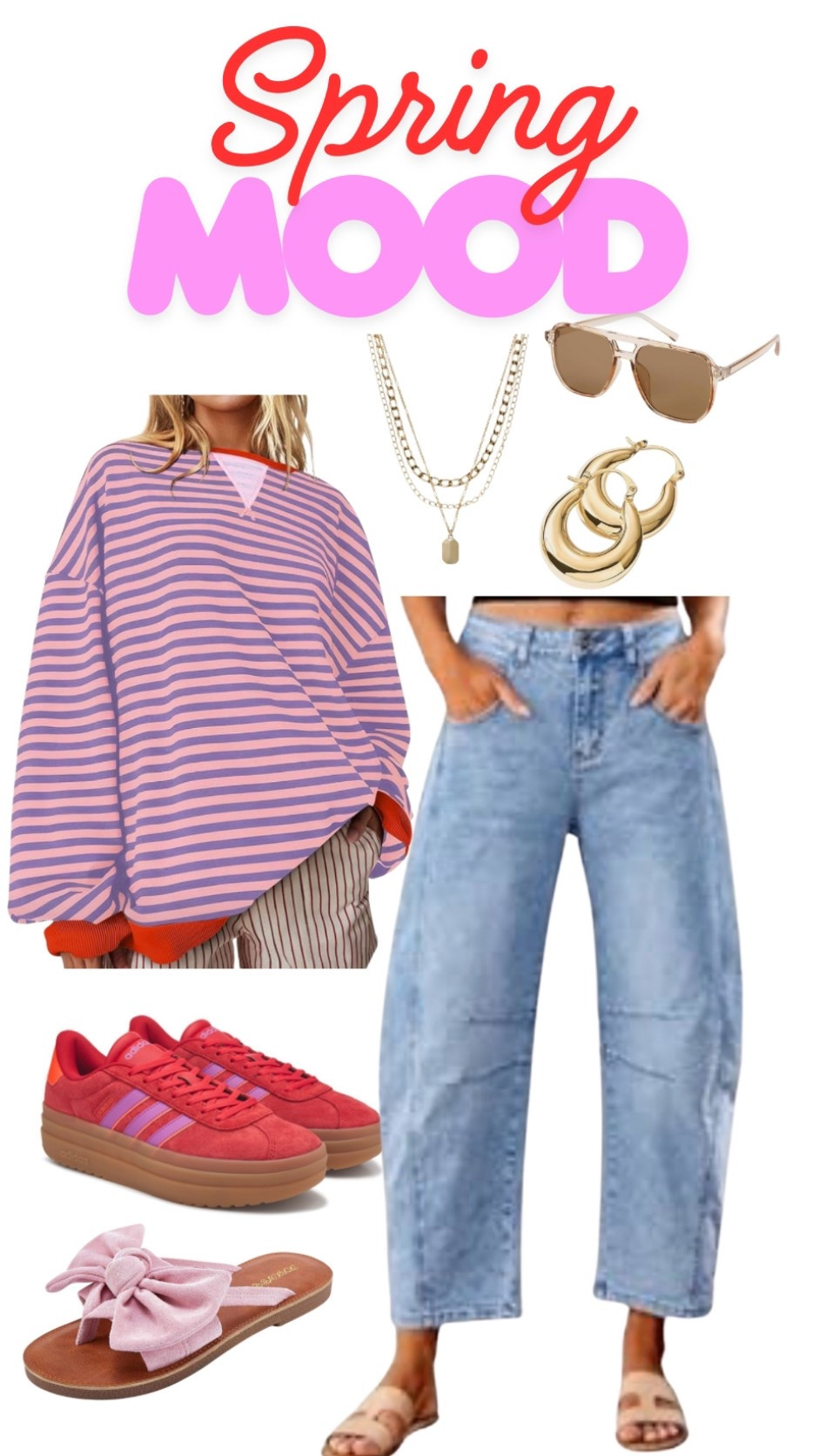 Pink | Red | Spring | Adidas | Barrel Jeans | Mom Outfit | Teacher Outfitt

#LTKStyleTip #LTKSpringSale #LTKFindsUnder100