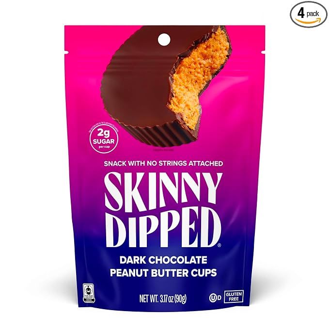 SkinnyDipped Dark Chocolate Peanut Butter Cups, 2g Sugar per Cup, Keto Friendly, No Palm Oil, Glu... | Amazon (US)
