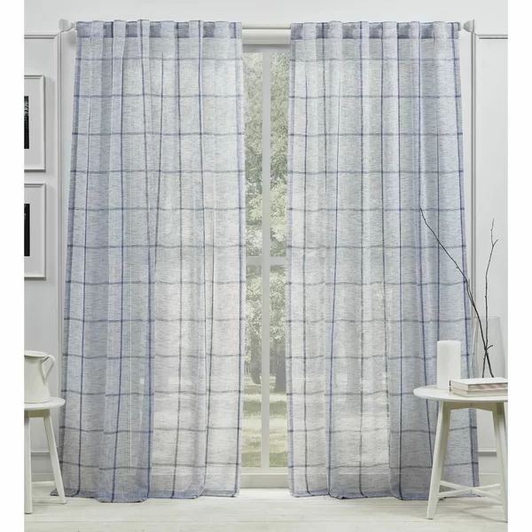 Rubin Linen Plaid Sheer Single Curtain Panel | Wayfair North America