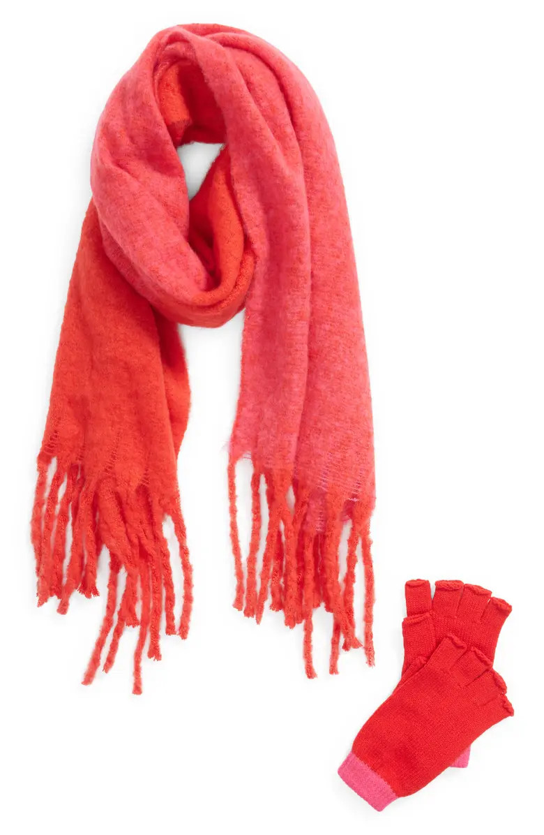 BP. Colorblock Scarf & Fingerless Gloves Set | Nordstrom | Nordstrom
