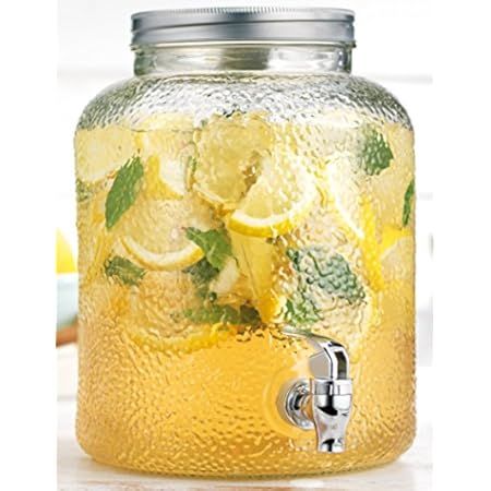 1-Gallon Glass Beverage Dispenser with 18/8–Stainless Steel Spigot - 100%Leakproof - Wide Mouth Easy | Amazon (US)