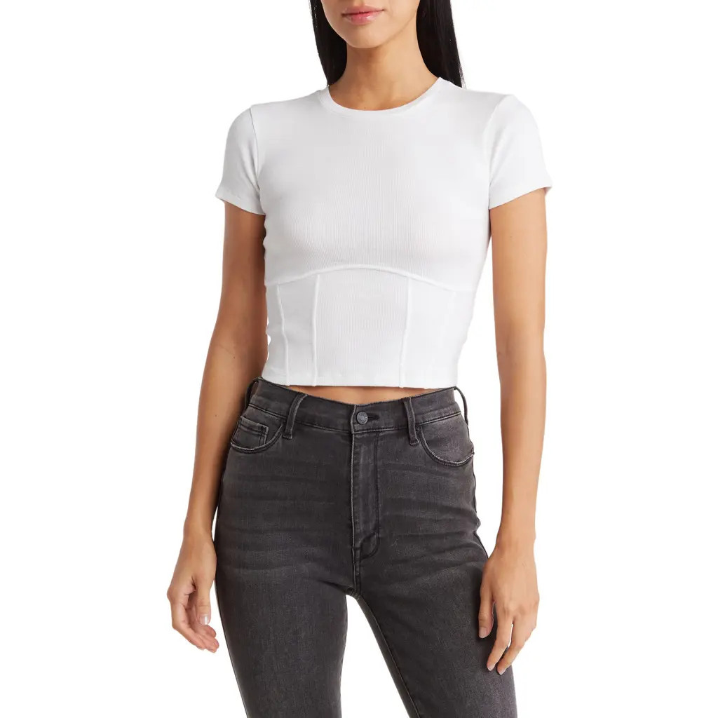 Abound Corset Seamed Baby T-Shirt in White Brilliant at Nordstrom Rack, Size X-Small | Nordstrom Rack