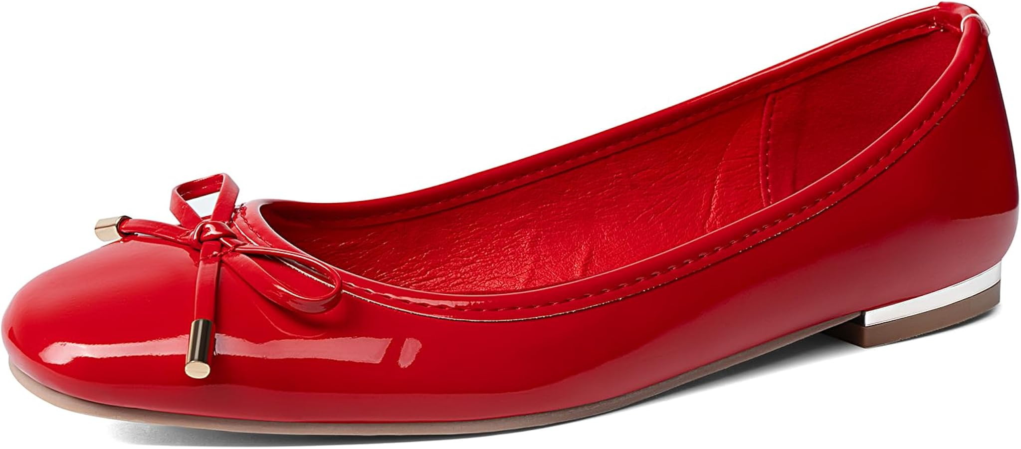 MUSSHOE Women's Ballet Flats Shoes Dressy Comfortable Square Toe Patent Flat with Bow | Amazon (US)
