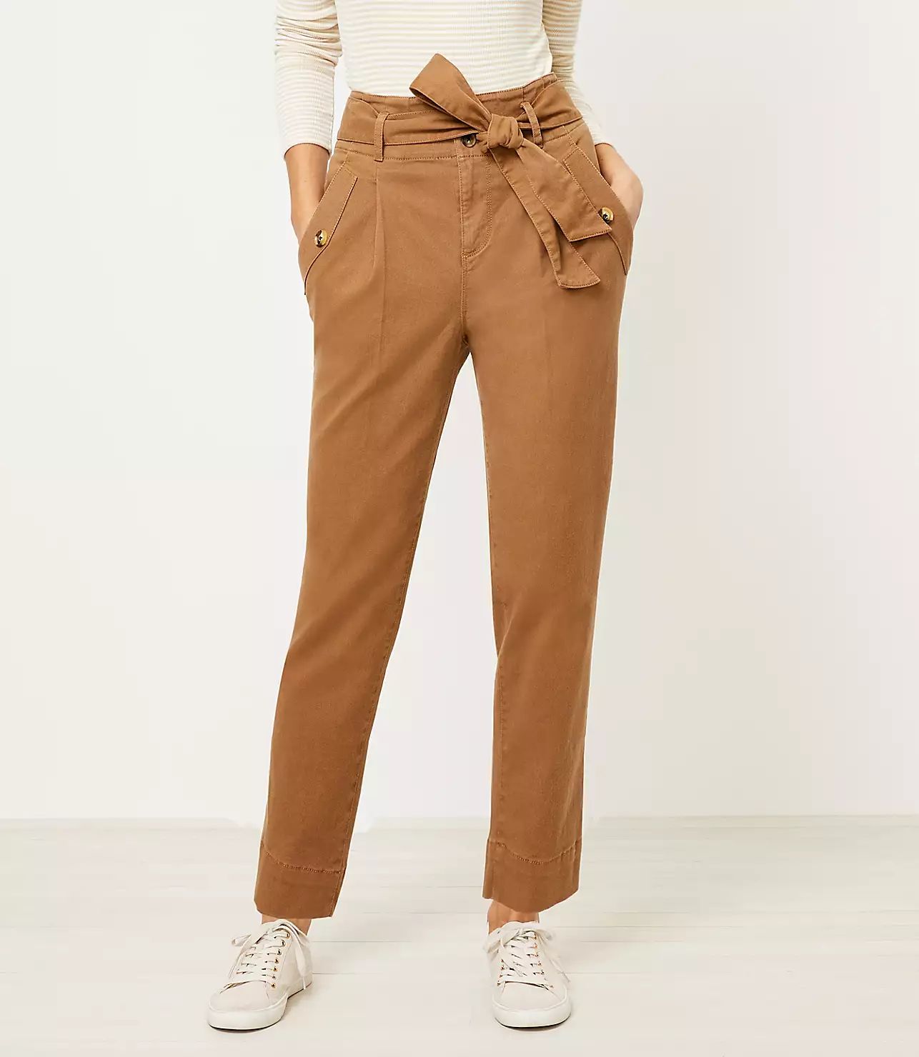 Tie Waist Slim Ankle Pants | LOFT