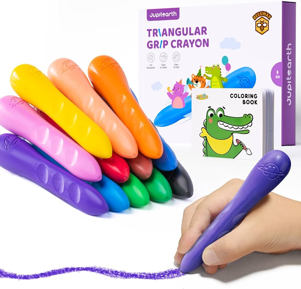 12 Colors Crayons for Kids Ages 4-8 with Coloring Book & Bonus Stickers, Non-Toxic & Washable Tri... | Amazon (US)