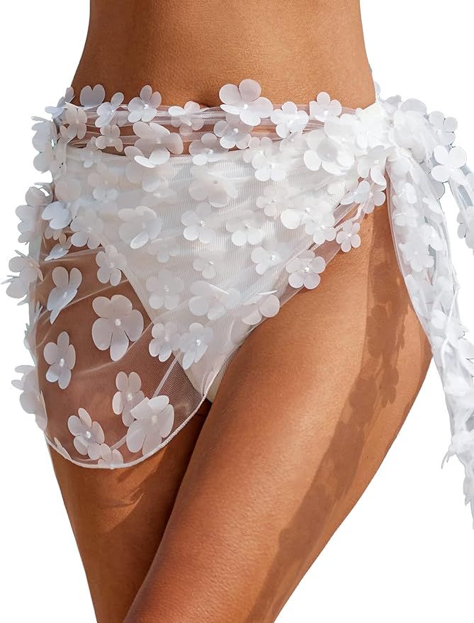 Ekouaer Women's Short Sarongs Beach Wrap Sheer Bikini Wraps Chiffon Cover Ups for Swimwear S-3XL | Amazon (US)