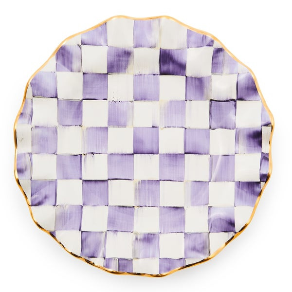 MacKenzie-Childs Violet Check Ceramic Fluted Dinner Plate | MacKenzie-Childs