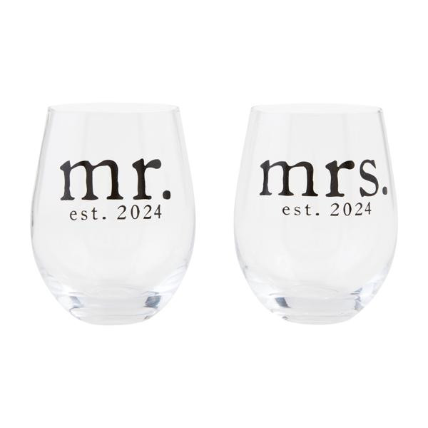 2024 Mr. and Mrs. Wine Glass Set | Mud Pie