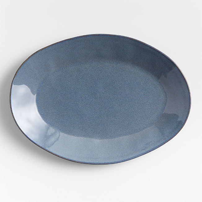 Marin Slate Blue Small Oval Stoneware Platter + Reviews | Crate & Barrel | Crate & Barrel