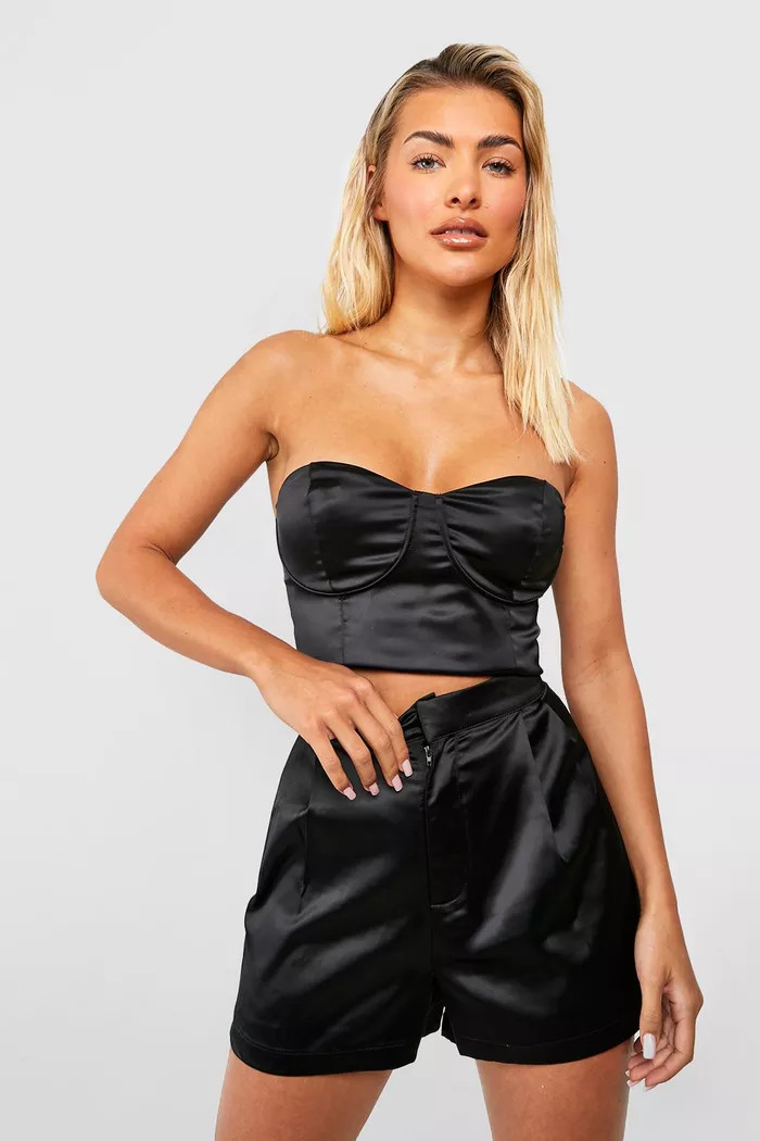High Waisted Satin Shorts | boohoo (US & Canada)