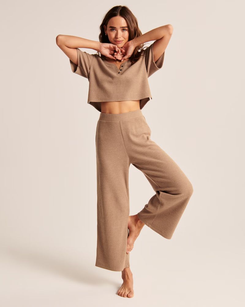 Waffle Lounge Wide Leg Pants | Abercrombie & Fitch (US)