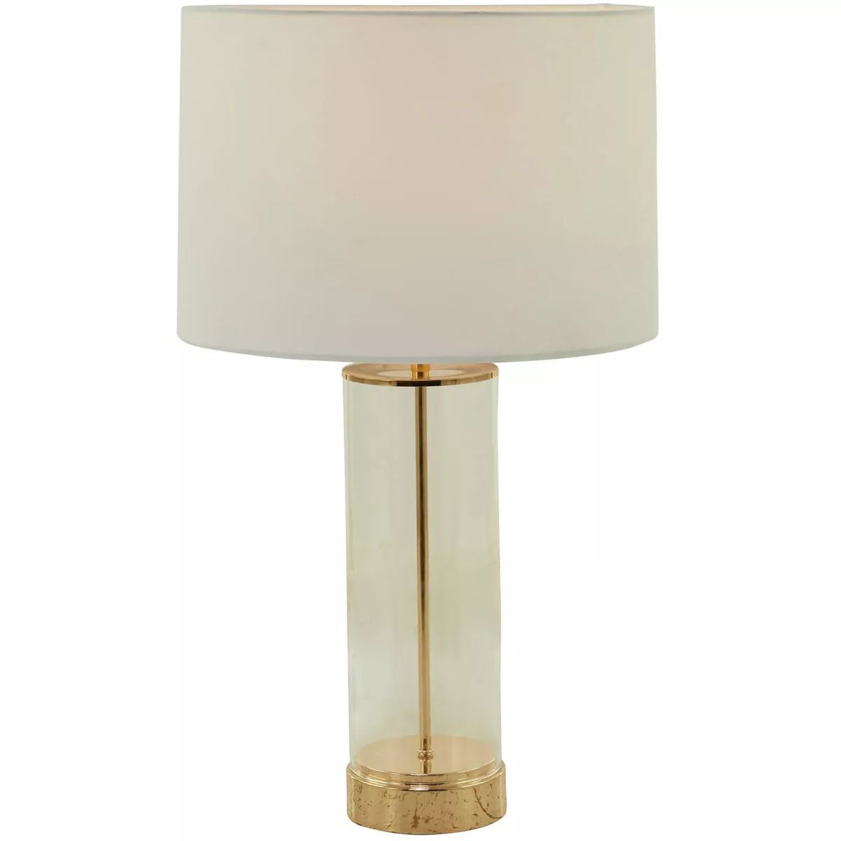 Glass Transparent Base Table Lamp with Drum Shade Gold - CosmoLiving by Cosmopolitan | Target
