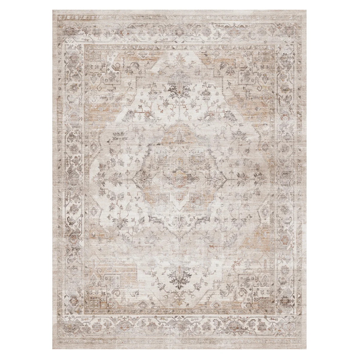Ultra Soft Beige Machine Washable Oriental Area Rug For Living Room, Bedroom | Wayfair North America