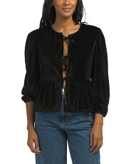 Tie Front Velvet Top | Long Sleeve Tops | Marshalls | Marshalls