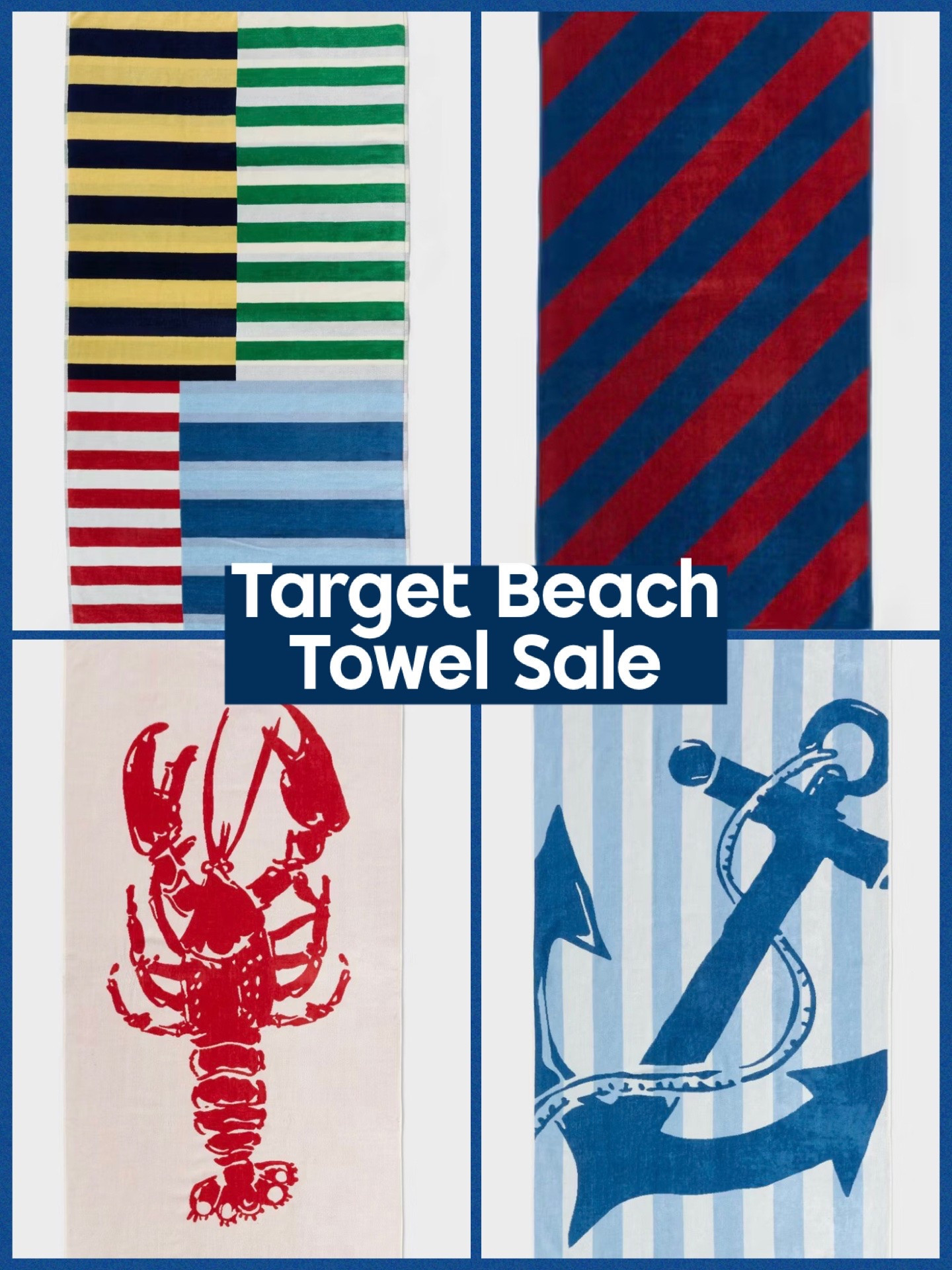 Target has their Nautical Collection of oversized beach towels on sale for $10.50 each today!! Plus, they have a $5 off $30 deal going on that also applies to these, so you can double dip on the sale! If you could use some new super comfy towels for the pool, beach, boating, etc. now’s a great time to have them ⚓️

#LTKSeasonal #LTKSaleAlert #LTKSwim