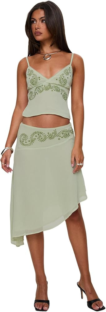 Princess Polly Women's Pappilion Asymmetrical Midi Skirt Sage | Amazon (US)