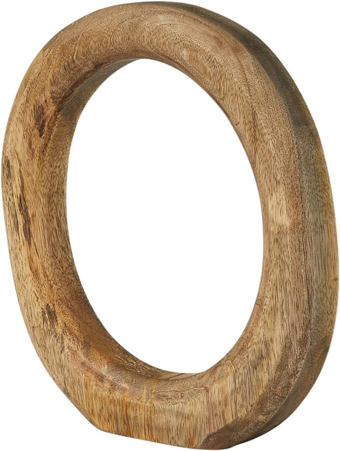 Creative Co-Op Modern Decorative Carved Wood Standing Circle, Natural Décor | Amazon (US)