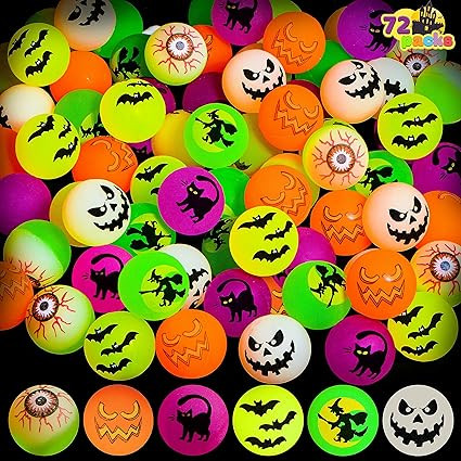 JOYIN 72 Halloween Glow in The Dark Bouncing Balls, Halloween Theme Designs Bouncy Balls for Hall... | Amazon (US)