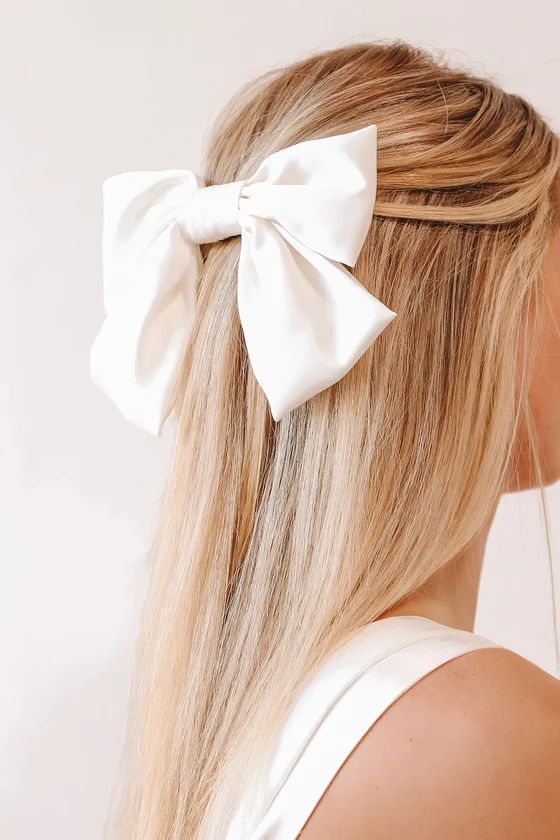 Final Touch White Satin Oversized Bow Hair Clip | Lulus