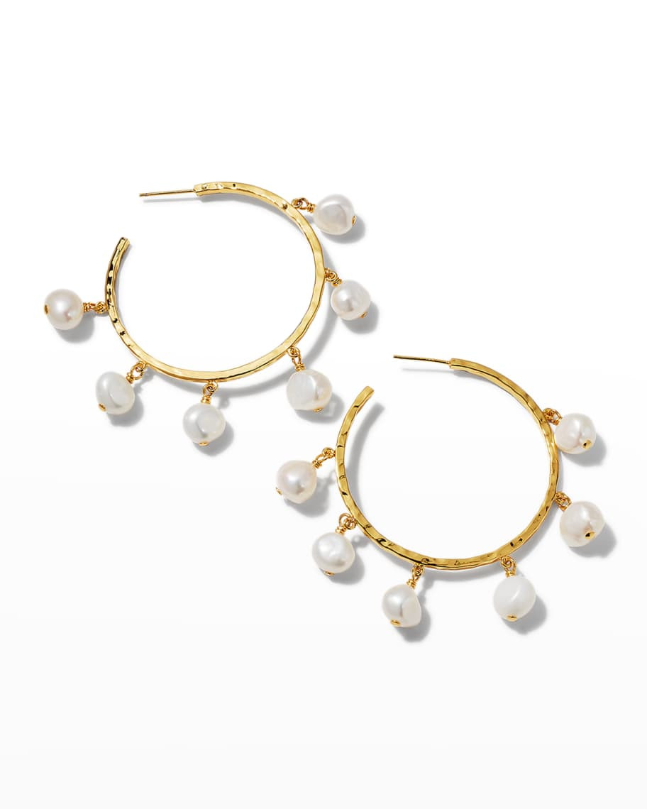 Pearl Drop Skinny Hoop Earrings | Neiman Marcus