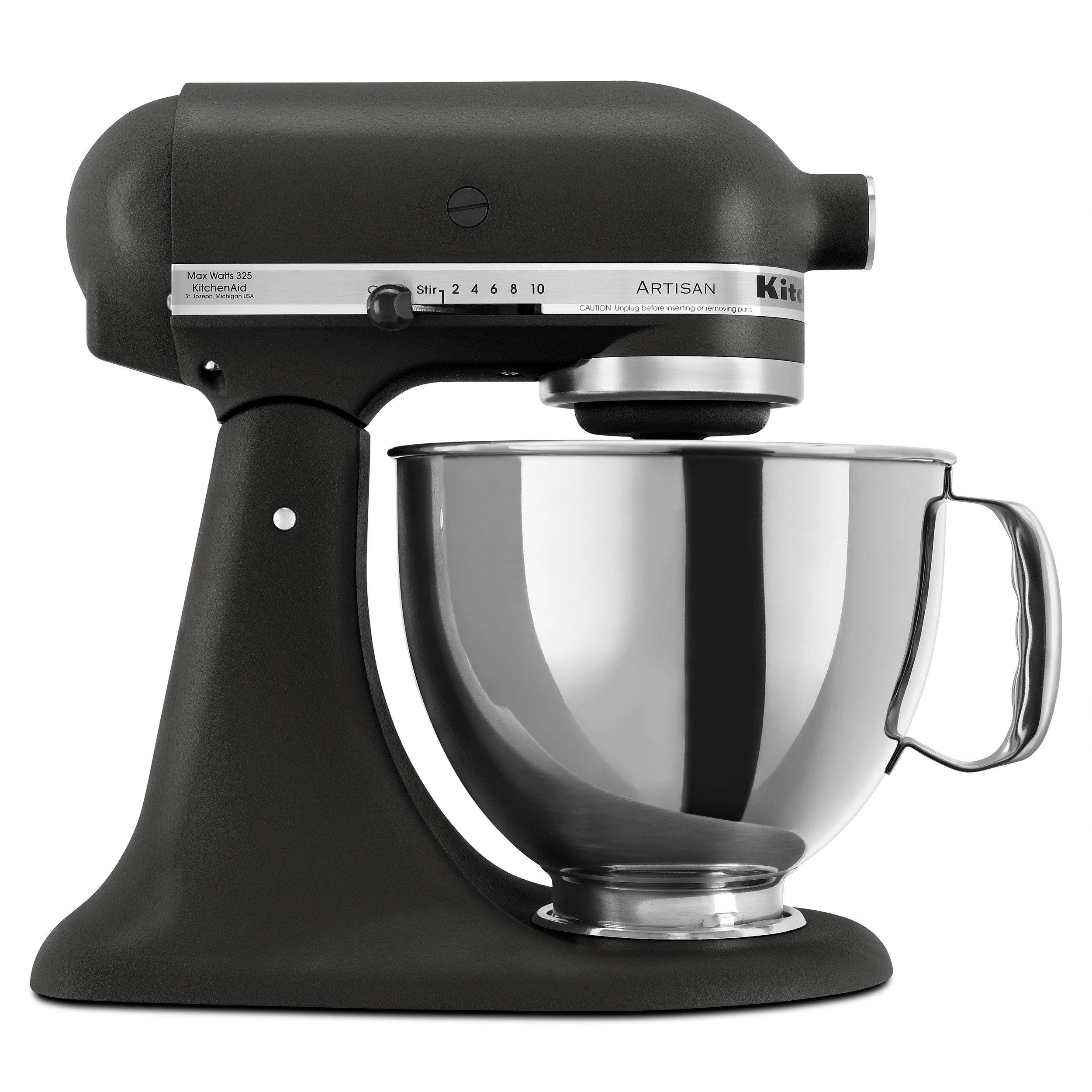 KitchenAid Artisan Cast Iron Black 5-Quart Tilt-head Stand Mixer Stainless Steel | KSM150PSBK | Lowe's