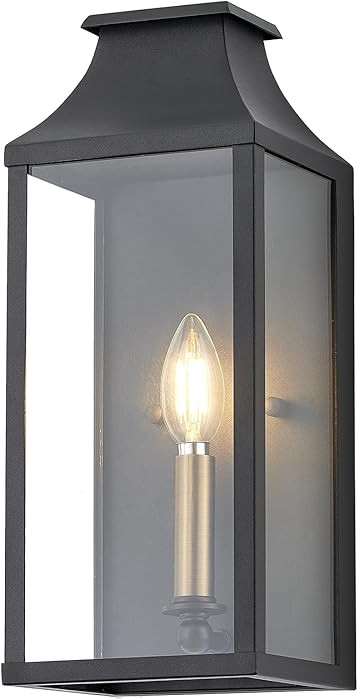 14" Small Classic Outdoor Wall Lantern Light for House Exterior,Handcrafted Satin Black Metal Cag... | Amazon (US)