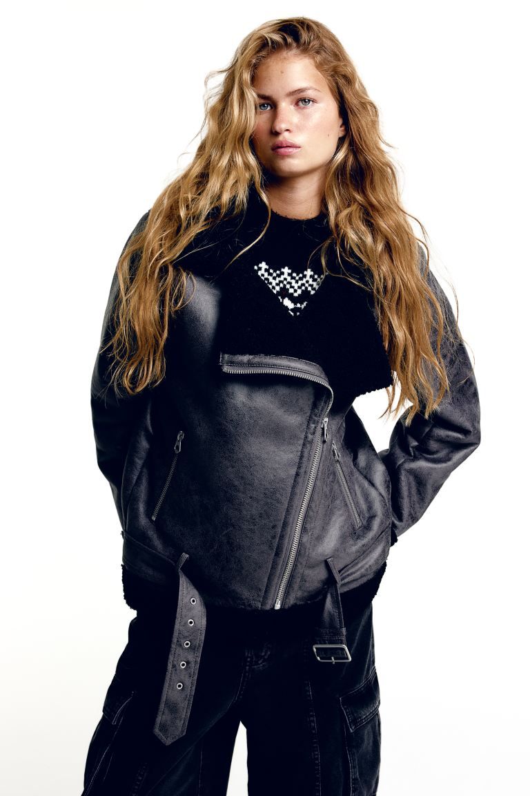 Aviator jacket - Dark grey - Ladies | H&M GB | H&M (UK, MY, IN, SG, PH, TW, HK)