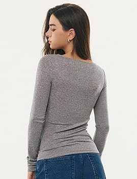 Women's Merino Wool Blend Shirts Boat Neck Long Sleeve Tops Fitted Basic Tee Cozy Embrace Collect... | Amazon (US)