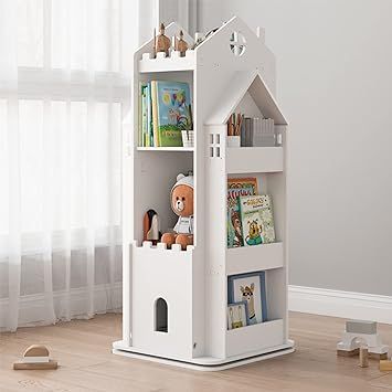 oxskk Revolving Bookcase,360° Children Bookshelf,Multi-Functional Floor Standing Book Storage Ra... | Amazon (US)