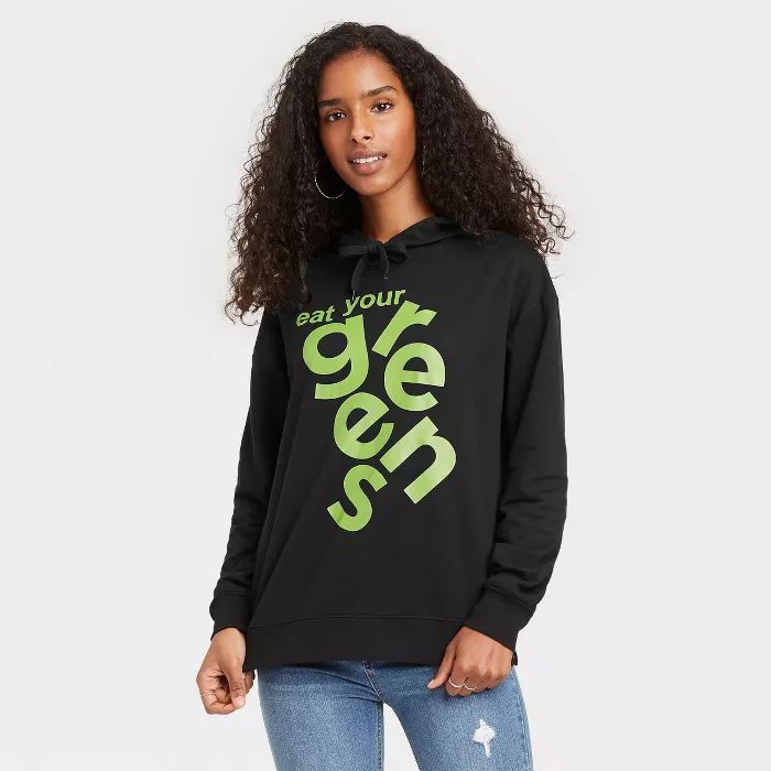 Black History Month Women's 'Eat Your Greens' Hooded Sweatshirt - Black | Target