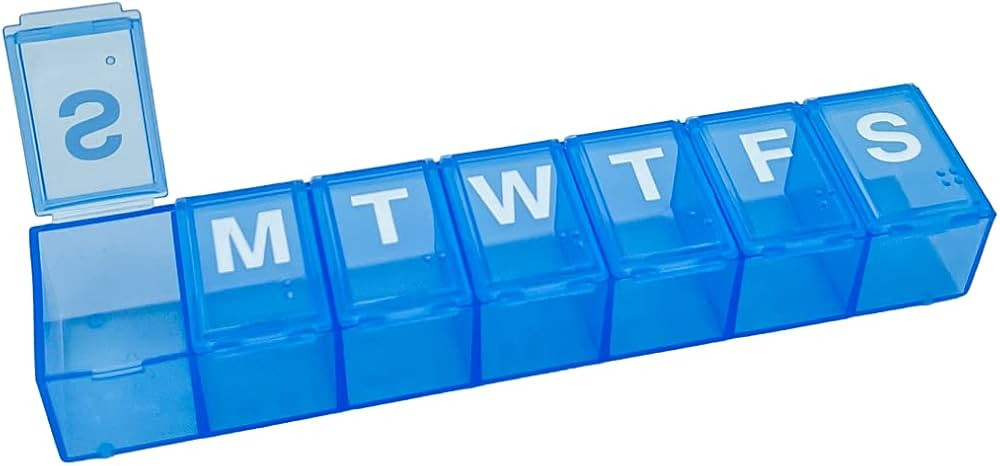 Amazon Basic Care Weekly (7-Day) Pill Organizer, Vitamin Planner, And Medicine Box, Medium Compar... | Amazon (US)