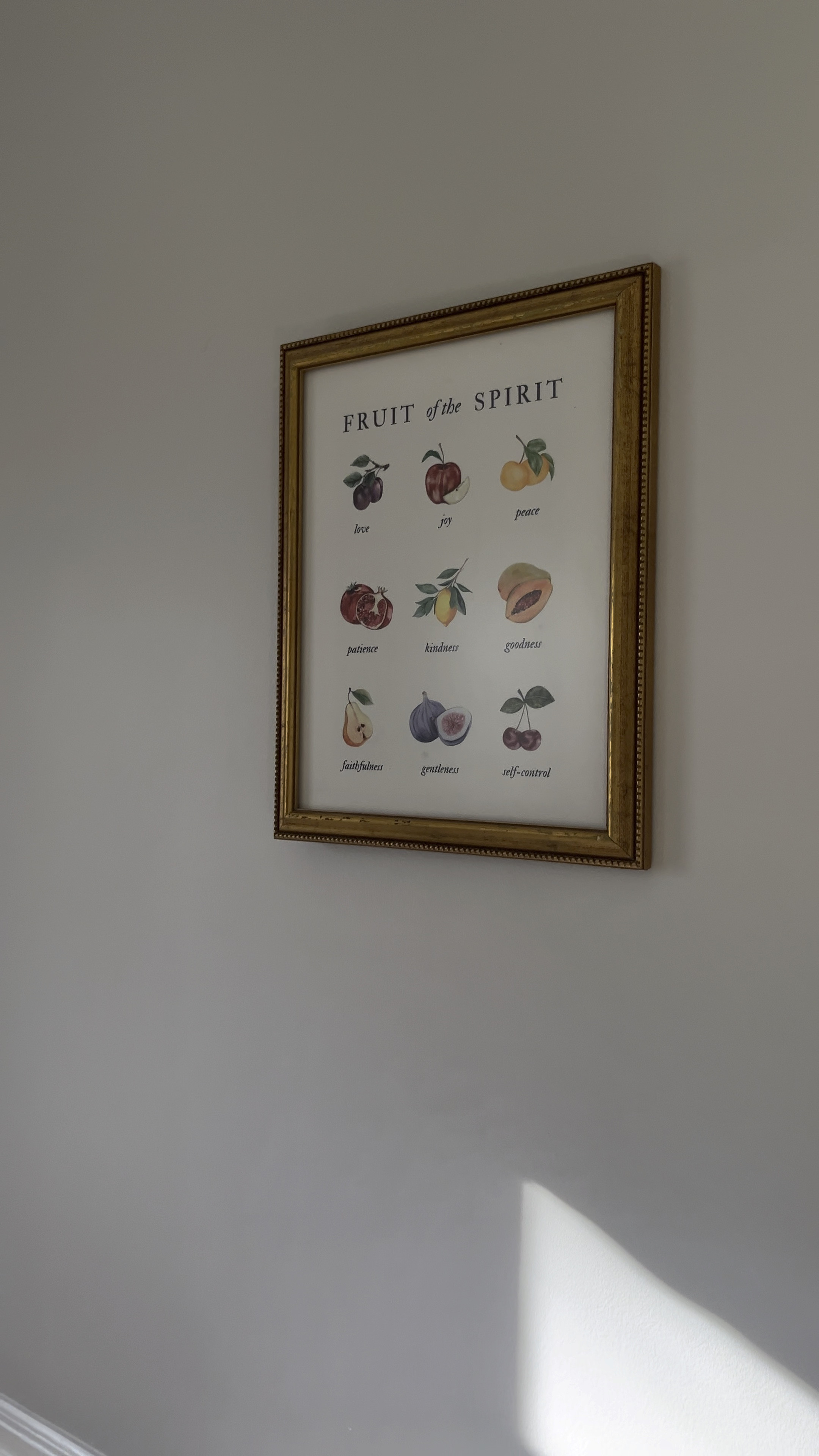 The most adorable print of the fruit of the spirit 🍒🍓🍇🍎🍎🍑🍊🍋
I found this digital download print on Etsy and printed it on the cvs app for $8. Such an easy way to update your wall art on a budget 😊

#LTKfindsunder50 #LTKhome #LTKMostLoved