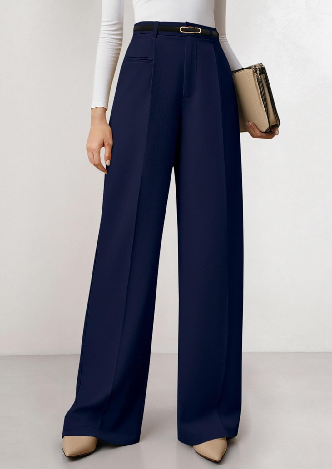 PRETTYGARDEN Women's Tailored Wide Leg Work Dress Pants | Amazon (US)