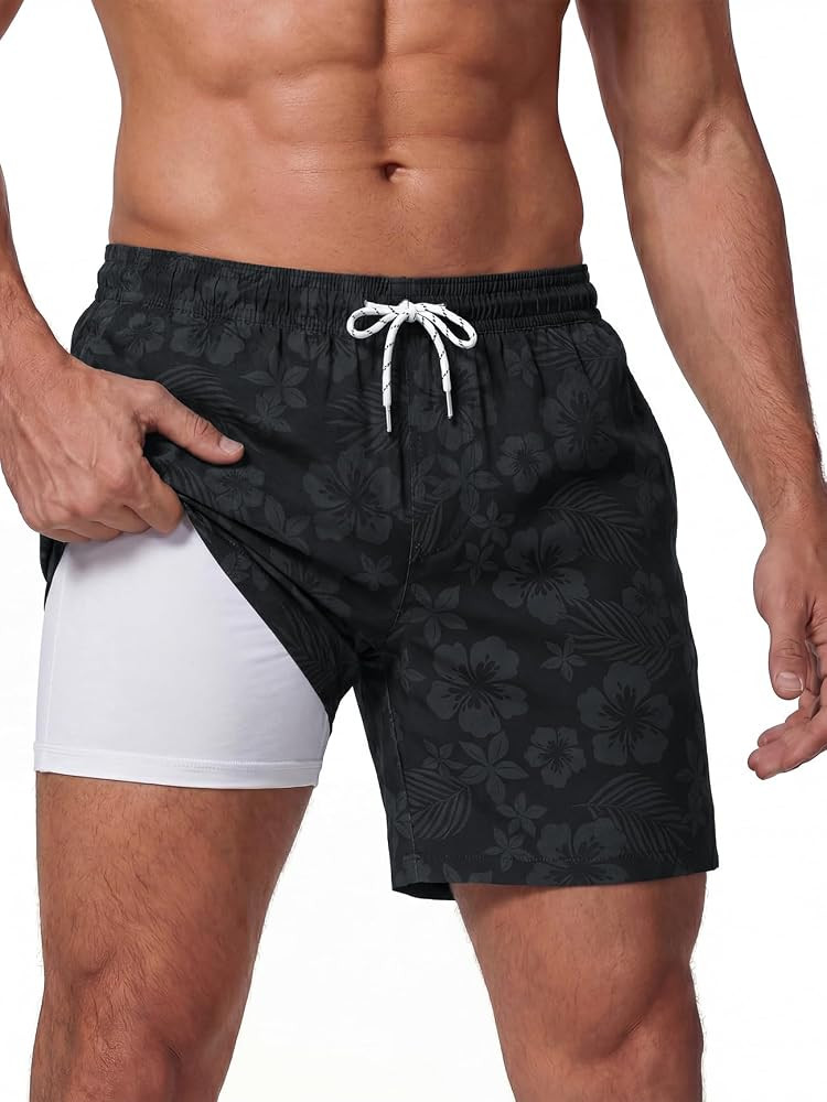 BRISIRA Mens Swim Trunks 5 inch Inseam Swim Shorts for Men Compression Liner Quick Dry Beach Shor... | Amazon (CA)