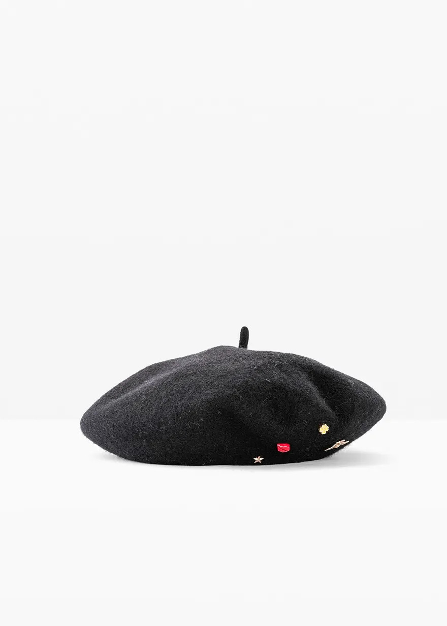 Modernes Barett mit kleinen Nieten - schwarz - Damen | bonprix | Bonprix DE
