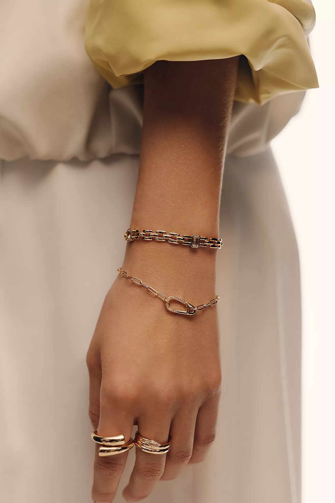 Foldover Clasp Crystal Chain Bracelet | Anthropologie (US)