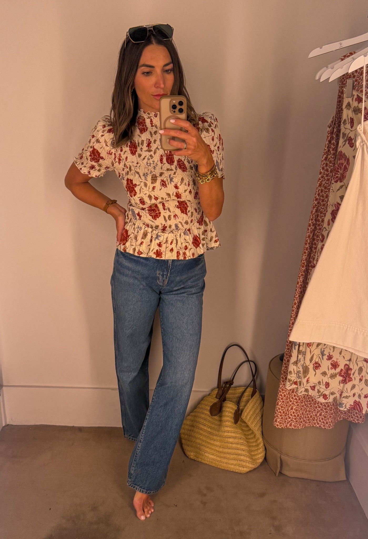 Reformation try on. Such a cute early Fall look!
