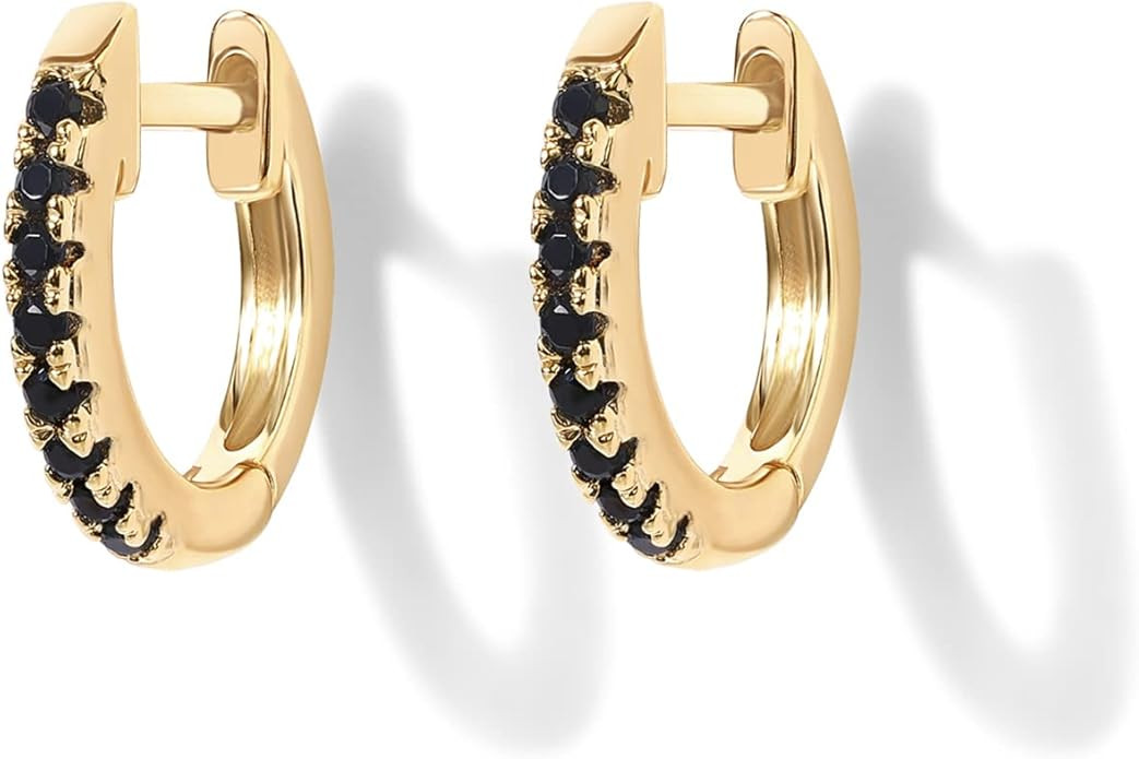 PAVOI 14K Gold Plated 925 Sterling Silver Post Huggies | Cubic Zirconia Huggie Earrings for Women... | Amazon (US)