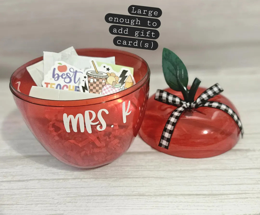 Personalized Apple-Gift Card Holder: Teacher Appreciation Week, Candy Dish | Etsy (US)